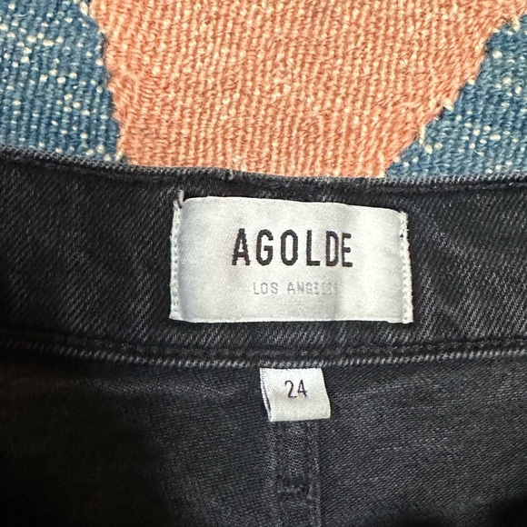 Agolde Riley High Rise Straight Crop Jeans Panoramic Black Wash Denim - Picture 6 of 14